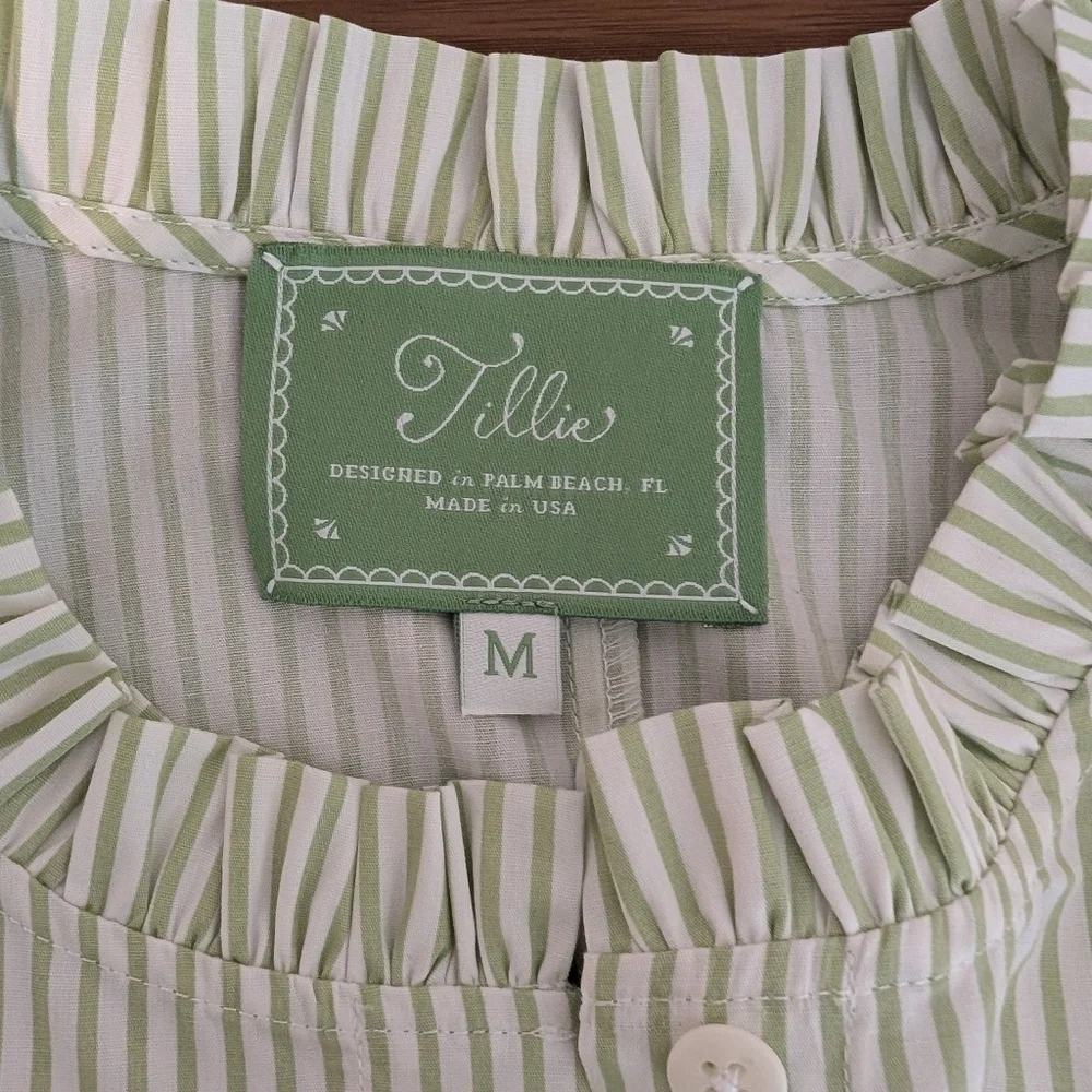 NWT Tillie Cocoanut Dress Seagrape Green Stripe Medium Midi Sundress Made In US